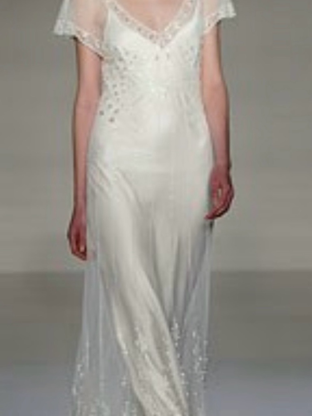 Jenny Packham Ivory Sheer-Overlay V-Neck Wedding Gown